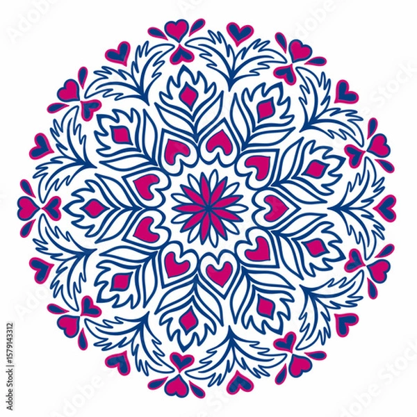 Fototapeta Beautiful and creative colorful mandala design art with white background