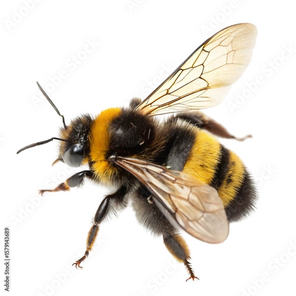 Fototapeta Bumblebee with wings spread out isolated on transparent background  
