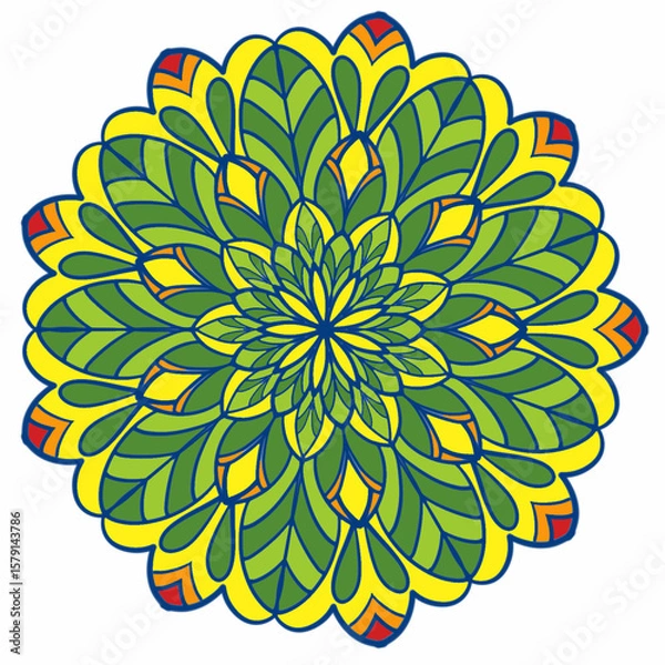 Fototapeta Beautiful and creative colorful mandala design art with white background