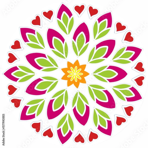 Fototapeta Beautiful and creative colorful mandala design art with white background