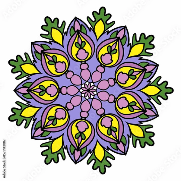 Fototapeta Beautiful and creative colorful mandala design art with white background