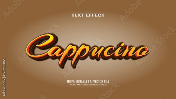 Fototapeta 3D text effect cappucino, editable text