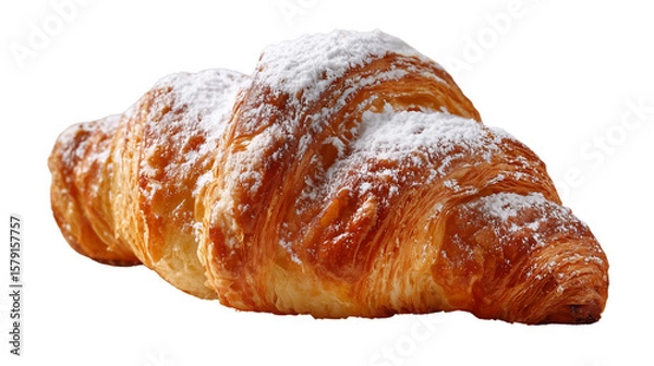 Obraz Fresh Croissant with Powdered Sugar on a Transparent Background
