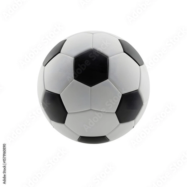 Fototapeta Classic Black and White Soccer Ball:  High-Resolution 3D Render, Studio Lighting, Clean Background, Sport Theme,  Professional Photography.