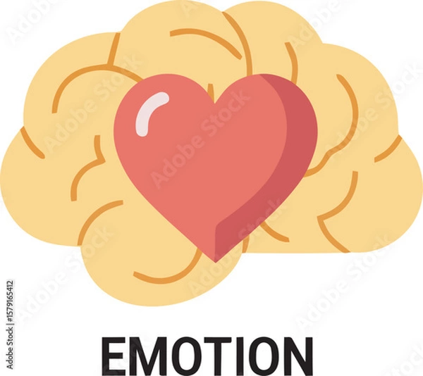 Obraz A stylized brain with a heart nestled within, symbolizing the connection between emotion and intellect.