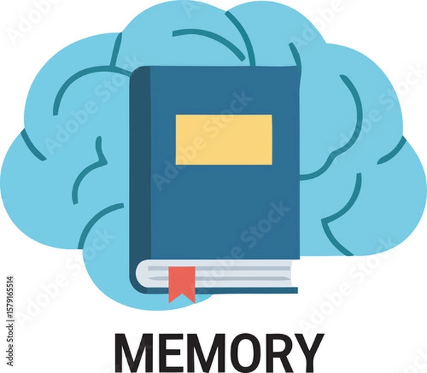 Obraz Illustration of a book in front of a brain, representing memory and learning.