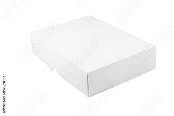 Obraz White Flat Cardboard Box with Finger Cutout, Top Angle View at 45 Degrees