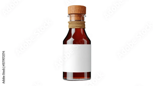 Fototapeta Fish sauce bottle with label mockup, isolated on white background