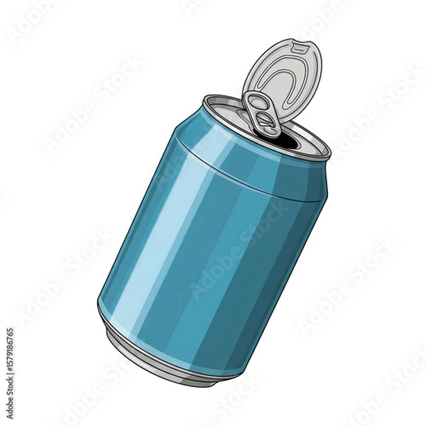 Fototapeta Blue Aluminum Soda Can with Open Lid Illustration Isolated Transparent PNG Image