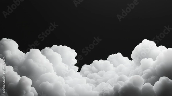 Fototapeta Cloudy Cloud Formation Towering cumulus clouds in the distance, illuminated by soft sunlight, highlighting their intricate shapes.
