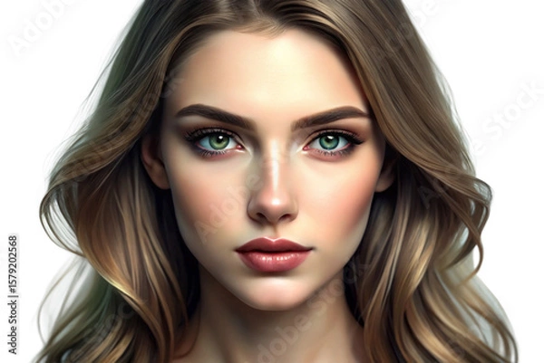 Fototapeta 3D Rendering of beautiful, trending and realistic Faces with white background