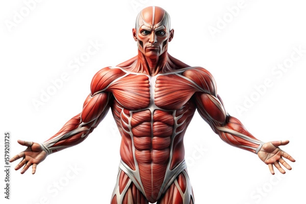 Fototapeta 3D Rendering of beautiful, trending and realistic Muscle with white background