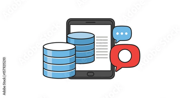 Fototapeta Databases on Tablet, Business Environment, Digital Communication, Technology Overview