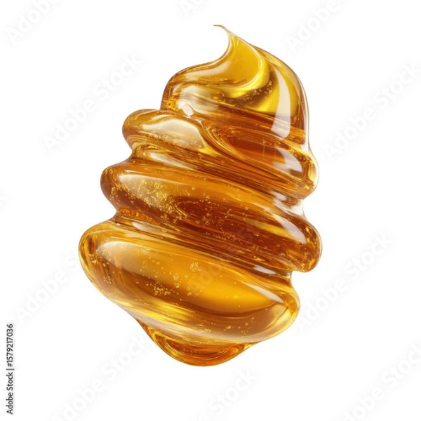 Fototapeta Golden Honey Swirl: A delectable swirl of golden honey, thick and glistening, captures the light with its rich, viscous texture.  The image showcases the honey's natural beauty and deliciousness.