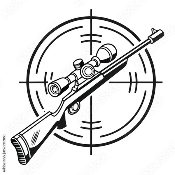 Fototapeta Rifle with scope is visually placed within the center of the hunting target graphic