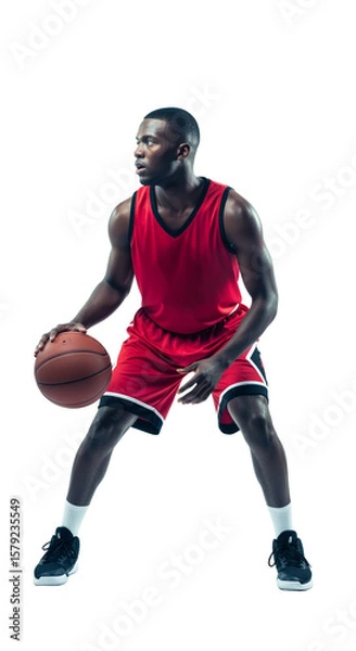 Fototapeta Dynamic Basketball Player in Action: A Captivating Display of Skill and Athleticism on the Court, PNG Isolated on Transparent Background