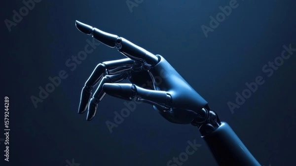 Fototapeta Robot hand pointing closeup technology