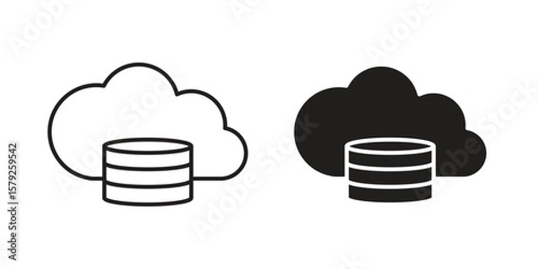 Fototapeta Cloud server icon outline and solid vector sign, linear pictograms