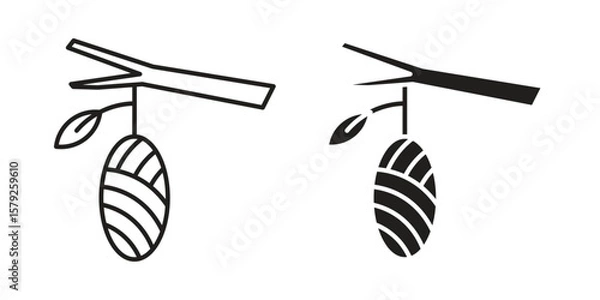 Fototapeta Cocoon icon outline and solid vector sign, linear pictograms
