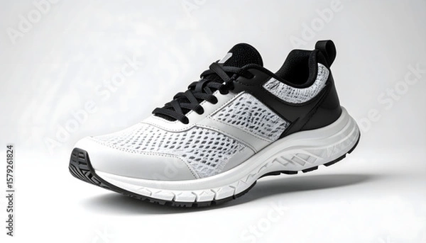Obraz A high-definition studio photograph of a white running shoe.