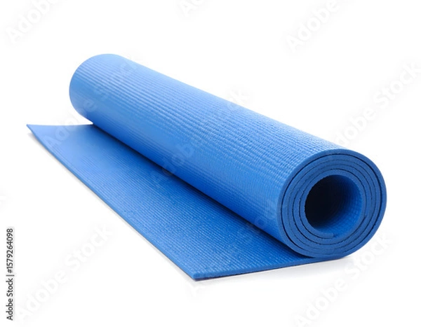 Obraz A yoga mat isolated on a white background, perfect for fitness and wellness content.


