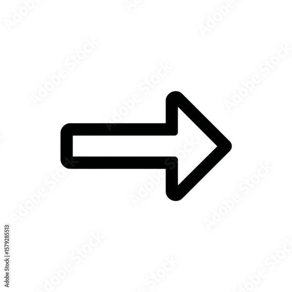 Fototapeta Simple black arrow pointing right, indicating direction or navigation.