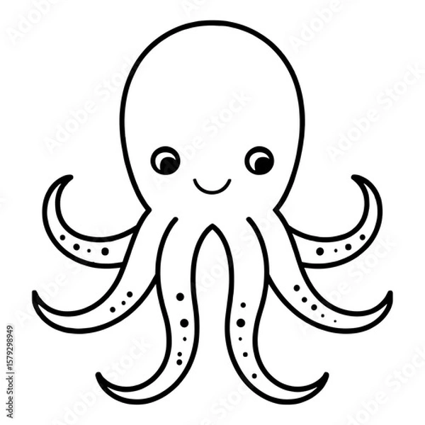 Fototapeta kraken head icon line art vector illustration on transparent background