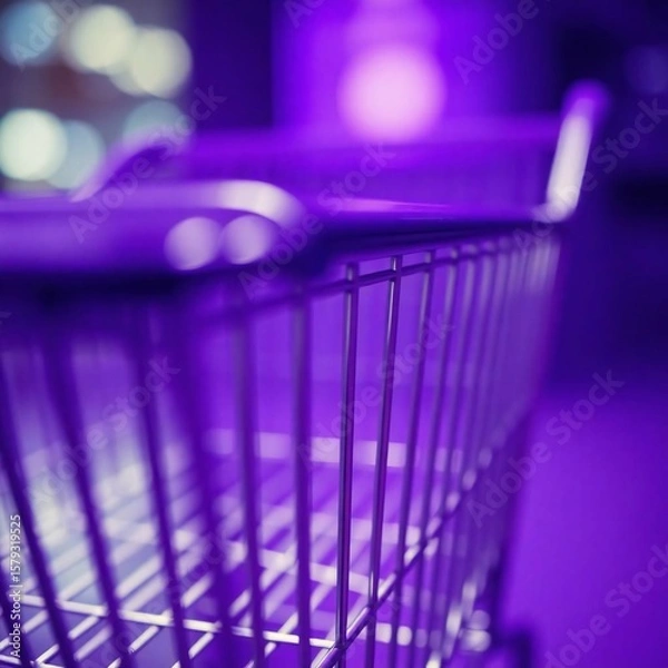 Obraz An extreme macro close-up of a shopping cart, highlighting deep ultraviolet hues and vivid purples. High contrast reveals minute subject details, creating a visually striking image