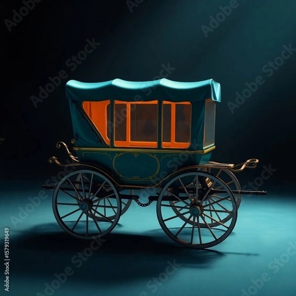 Obraz Luxurious image a cart rendered in rich, deep teal, illuminated by gentle, soft light with diffused shadows