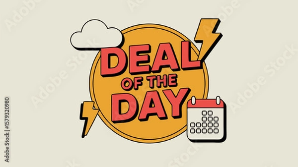 Fototapeta Daily deal advertising design with striking retro style elements and eye-catching visual marketing