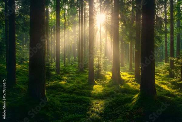 Obraz sunrise in the forest