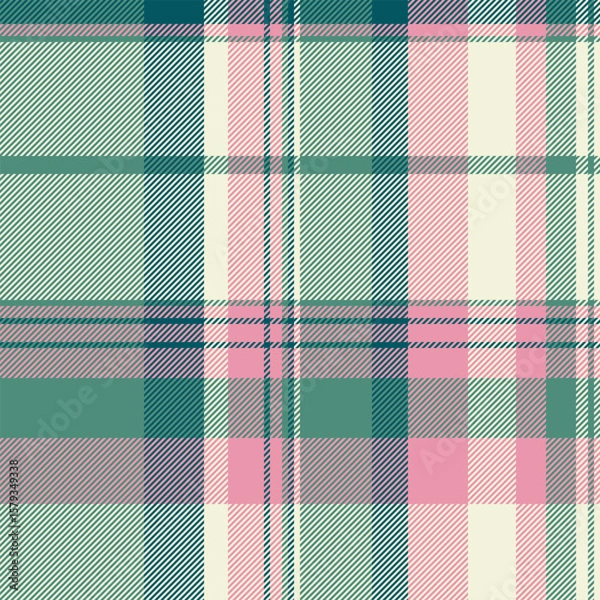 Fototapeta Elegant pastel plaid pattern in soft greens, pinks, and creams.  Perfect for textile design, fashion, stationery, or website backgrounds.