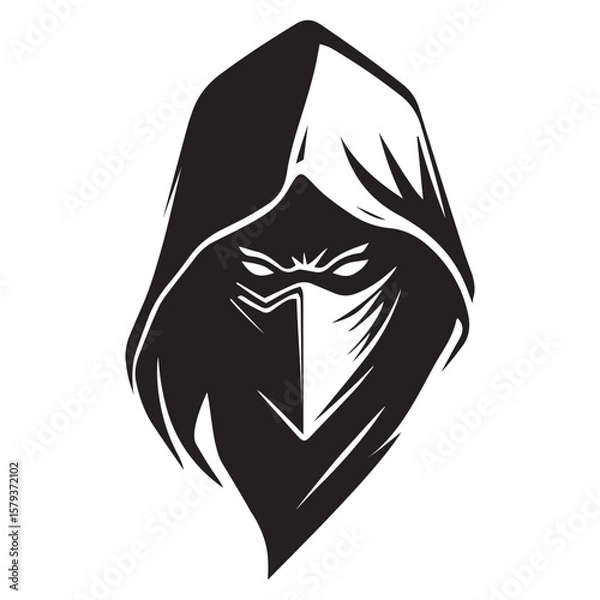 Obraz Ninja Head Logo Line Art Vector Illustration