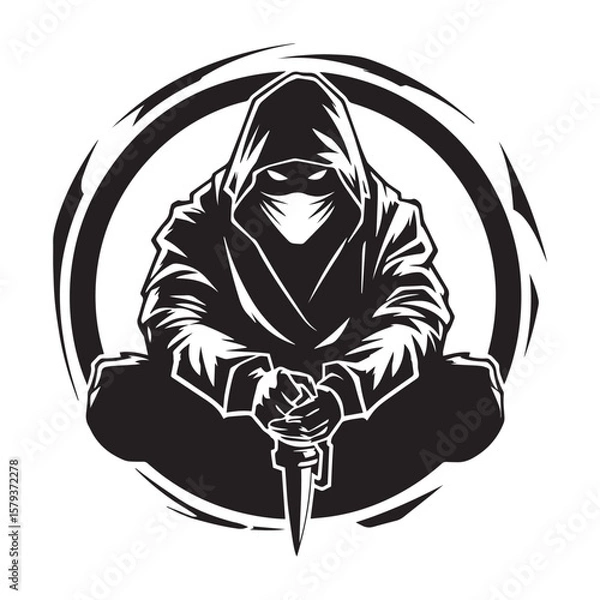 Obraz Ninja Logo Line Art Vector Illustration