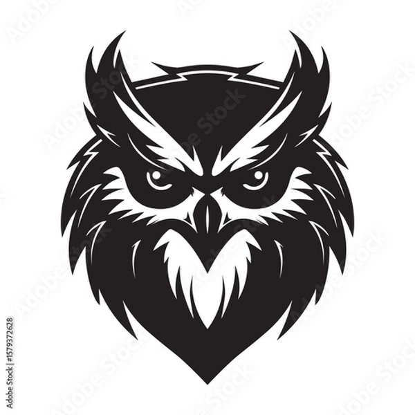 Obraz Owl Head Logo Icon Vector Line Art Illustration