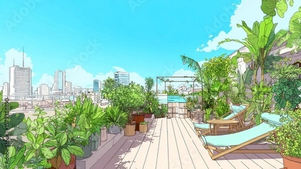 Obraz Rooftop Oasis Cityscape