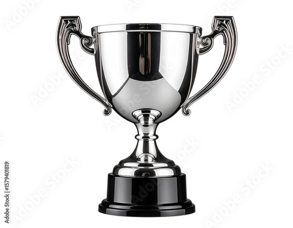Fototapeta  Silver Trophy Cup from Low Angle with Dramatic Shadows, Symbol of Victory, Isolated