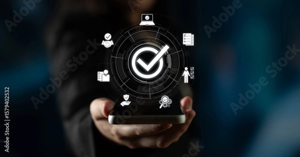 Fototapeta Quality assurance ensures product excellence with compliance checks, QA QC systems, and consistent control for trusted outcomes. Latch