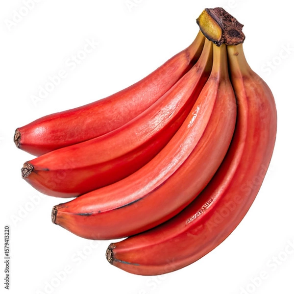 Obraz Red Bananas Bunch Isolated on Transparent Background