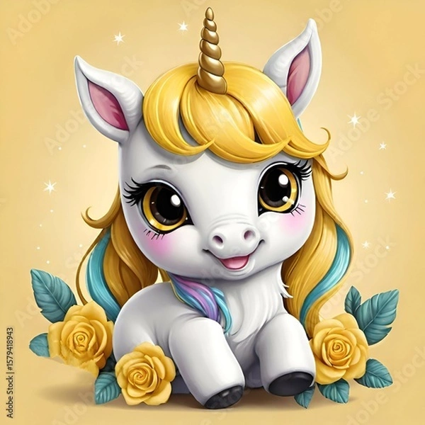 Obraz Cute baby unicorn
