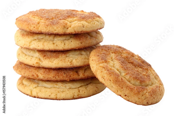 Fototapeta Freshly baked snickerdoodle cookies stacked on top on AI generated by PNG