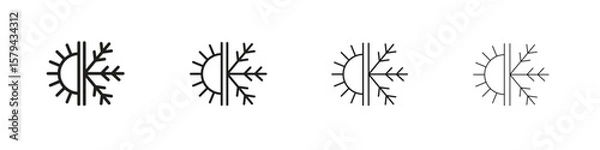 Fototapeta Hot and cold icons in minimalistic thin line strokes designs