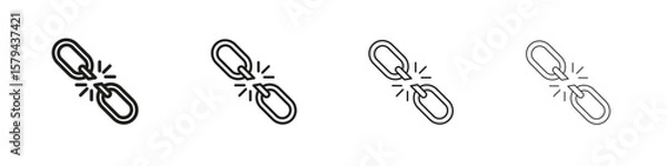 Fototapeta Broken link icons in minimalistic thin line strokes designs