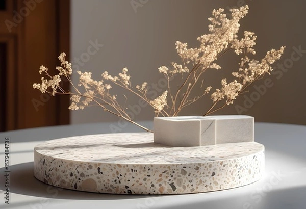 Obraz A beautifully stylish interior scene showcasing a decorative dried flower arrangement that enhances the spaces charm