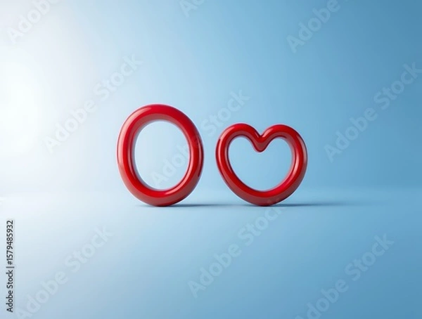 Obraz red heart on blue