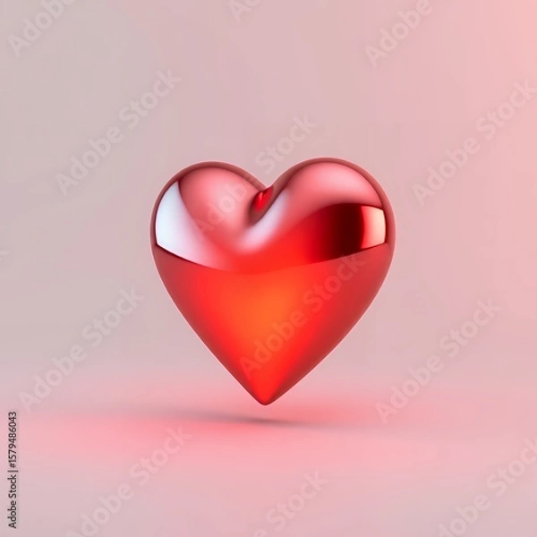 Obraz red heart on pink background