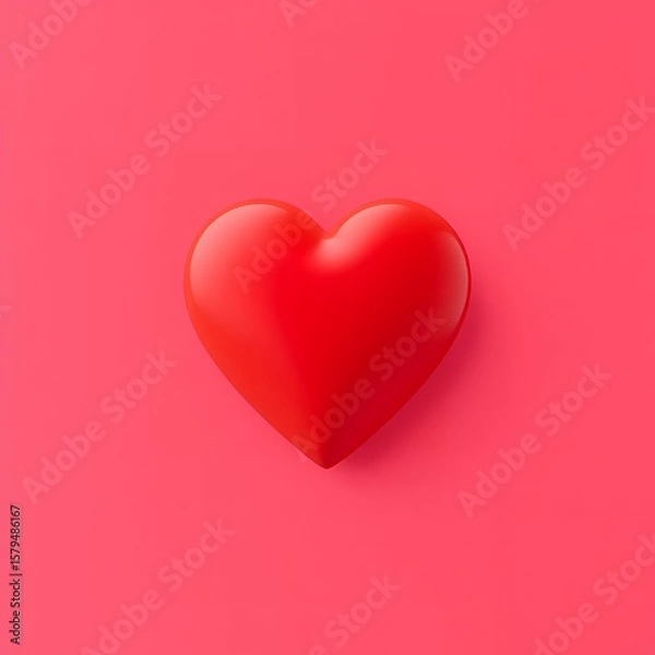 Obraz red heart on pink background