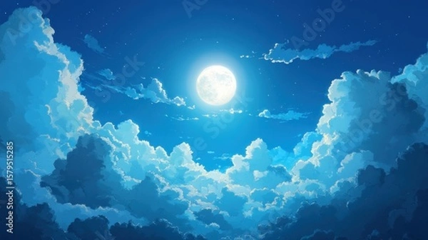 Fototapeta Night sky full of clouds and moon