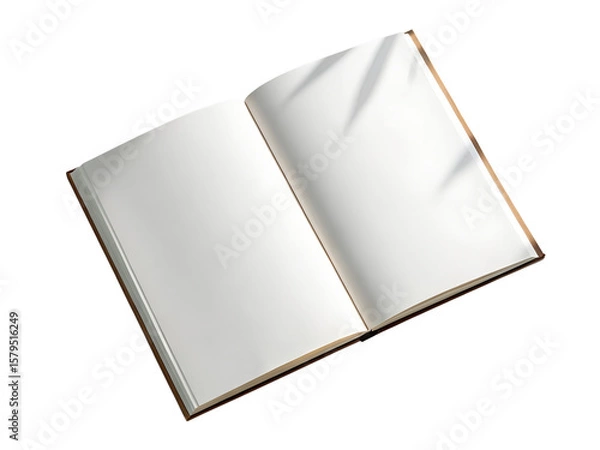 Obraz An open book with blank white pages, isolated on transparent background