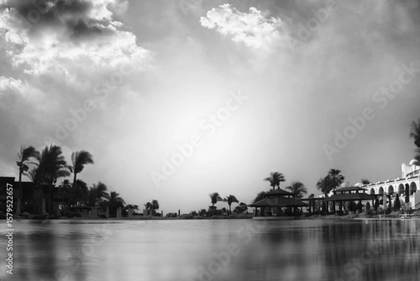 Obraz architectural landscape near the pool in Egypt